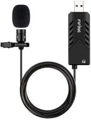 _Mega Brand USB Lavalier Lapel Microphone, Clip-on Cardioid Condenser Computer Mic Plug and Play USB Microphone with Sound Card for PC and Mac-K053