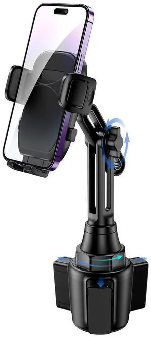 _Mega Brand Cup Phone Mount for Car, [Upgraded Version] Universal Cup Phone Cradle Holder with Long and Adjustable Neck, Friendly Compatible with Cell Phone iPhone, Samsung, Google and All Smartphones
