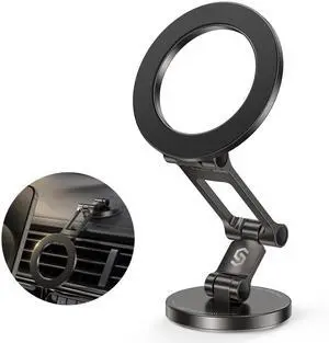 _Mega Brand Fits MagSafe Car Mount for Car Dash&Tesla Screen[All-Metal] Magnetic Phone Holder,360° Rotation Car Mount Strong Magnets Car Phone Holder for iPhone 17 16 15 14 Pro Max