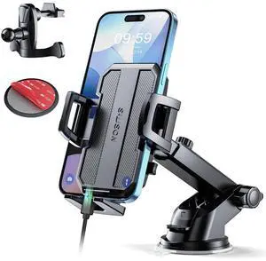 _Mega Brand Upgraded 3-in-1 Car Phone Holder Mount [Powerful Suction] Phone Mount for Car Dashboard Air Vent Windshield,for All iPhone Android Phone (Black)