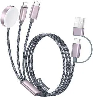 _Mega Brand ,3 in 2 USB C Cable for Apple Watch Charger/iPhone 17 Charger/Lightning,Multi Charging Cable Cord,Vacation Camping Essentials,Portable Designed for iWatch &iPhone 16-12-4FT