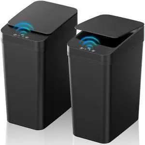 _Mega Brand Bathroom Trash Can with Lid, 2 Pack 2.2 Gallon Automatic Touchless Garbage Can, Small Motion Sensor Smart Trash Can, Slim Waterproof Trash Bin for Bedroom, Bathroom, Office, Living Room