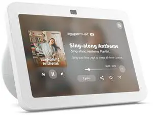 _Mega Brand Echo Show 8 (newest model), With Spatial Audio, Smart Home Hub, and Alexa, Glacier White