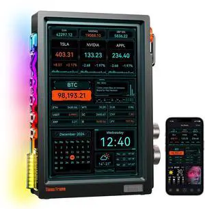 _Mega Brand Digital Picture Frame Transparent IPS Smart Linux OS with RGBLED Rotary Knob WiFi 64GB 400+Clock Faces Widget 50+API Feeds Gift Mode Pixel Art Community Personalized Display