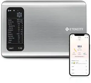 _Mega Brand Smart Food Kitchen Scale with Nutritional Calculator, Free App with 19 Nutrients Tracking, Calorie, Marco, Digital grams and ounces for weight loss, Premium Stainless Steel, 11lb