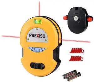 _Mega Brand  Laser Level LED Light Vial, 30Ft Horizontal & Vertical Line Laser with Wall Mount Base, 2 Pins, 10 Sticker, 2 AA Batteries for Hanging Frames & Picture, Construction Wall Writing