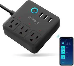 _Mega Brand  Plug Power Strip Works with Alexa & Google Home - 3 Individually Controlled Smart Outlets Switches 3 USB Ports, 4FT Extension Cord, WiFi Power Strip, Multi-Plug Extender for Home Offices
