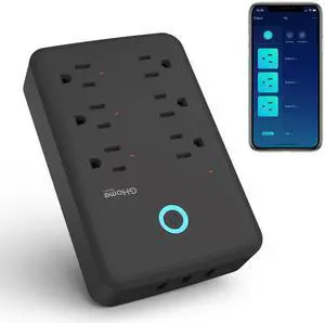 _Mega Brand Plug Outlet Extender, Surge Protector with 3 Individually Controlled Smart Power Strips and 3 Smart USB Ports, Smart Plugs that Works with Alexa Google Home, Smart Outlet, 15A/1800W, Black