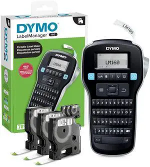 _Mega Brand LabelManager 160 Portable Label Maker Bundle, Easy-to-Use, One-Touch Smart Keys, QWERTY Keyboard, Large Display, For Home & Office Organization, Includes 3 D1 label cassettes