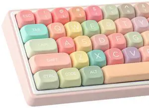 _Mega Brand PBT Keycaps 126 Keys MOA Profile Cute Keycap Dye-Sublimation Rainbow Candy Keycaps Set Custom Keycap for Cherry Gateron MX Swithes Mechanical Keyboards