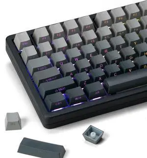 _Mega Brand Double Shot PBT Keycaps Set 135 Keys, Custom Keyboard Keycaps, OEM Profile Side Printed Shine Through Key Caps for 100%, 75%, 65%, 60% Gaming Mechanical Keyboards, Gradient Gray