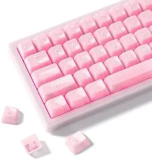 _Mega Brand Keyboard Keycaps Jelly, Clear Cute Keycaps, Transparent Pink Custom Key Cap 60 65 75 100 Percent for Cherry MX, Kailh, Outemu, Gateron Mechanical Keyboards(MDA Profile)
