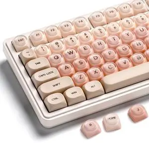 _Mega Brand PBT Keycaps, XVX Pink Jelly Foundation HOA Profile, 132-Key Cute Custom Keycaps (for Mechanical Keyboards with Cherry/Gateron MX Switches)-Flesh Pink
