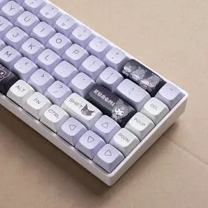 _Mega Brand PBT Dye sub Keycap Cute Cartoon XDA keycaps Purple keycaps Set Girl Custom Keyboard for Gateron Kailh Cherry Mx Switches ANSI Layout Mechanical Custom Keycaps (Kuro)