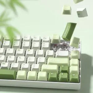 _Mega Brand Matcha Green Keycaps PBT, Jelly Keycaps 60 75 100 Percent, Translucent Jade Key caps Custom 127 Keys, Cherry Profile for 61/68/84/87/98/100 Cherry Gateron MX Mechanical Gaming Keyboards