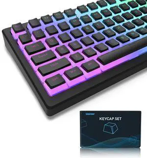 _Mega Brand Pudding Keycaps, PBT Shine Through Keycaps 165 Keys Set Custom Key caps Set OEM Profile, Universal Compatiability for 100%, 75%, 65%, 60% Keyboard-Black