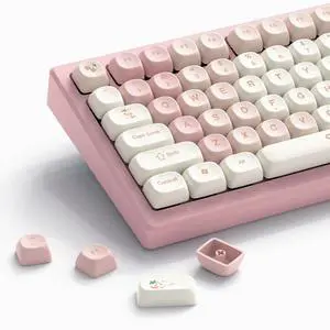 _Mega Brand  MOA Keycaps, Pink Cute PBT Keycaps Dye-Sublimation 60 65 75 100 Percent, Custom Key caps Set for 61/64/68/84/87/100/104/108 Cherry MX Mechanical Keyboard (Pink)
