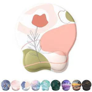 _Mega Brand Mouse Pad with Wrist Rest, Comfortable Computer Mousepad with Gel Wrist Support Smooth Surface and Non-Slip PU Base for Pain Relief, Laptop, Office & Home (Rose)