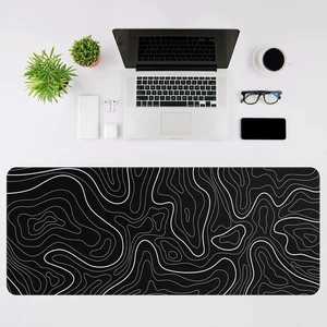 Gaming Mouse Pad, Black with White Topographic Line, 31.5x11.8in | XL Mouse mat, Smooth surface, Anti-slip rubber base, For keyboard and mouse, For home and office use Gaming Mouse Pad, Black with White Topographic Line, 31.5x11.8in | XL Mouse mat, Smooth surface, Anti-slip rubber base, For keyboard and mouse, For home and office use
