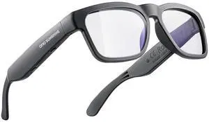 _Mega Brand Smart Glasses,Safety Glasses with Bluetooth Speaker,Indoor/Outdoor UV Protection and Voice Control,Unisex(Blue Light Lens)