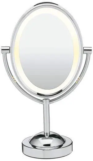 _Mega Brand Lighted Makeup Mirror, LED Vanity Mirror, 1X/7X Magnifying Mirror, Double Sided, Corded in Polished Chrome