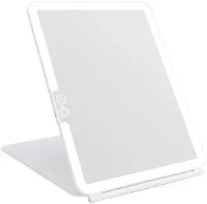 _Mega Brand Folding Lighted Makeup Mirror with 72 LEDs 3 Colors Light Modes USB Rechargable 1800mA Batteries Portable Ultra Thin Compact Vanity Mirror Dimmable Travel Mirror