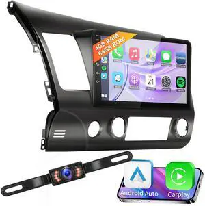 _Mega Brand4G+64G Android 13 Car Radio for Honda Civic 2006-2011 with Wireless Carplay Android Auto GPS Navigation 10.1 Inch IPS Touch Screen Head Unit, Support Steering Wheel Control, , Backup Camera