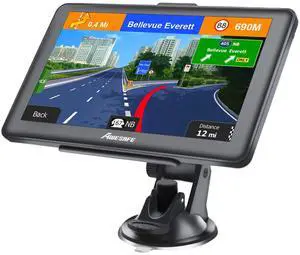 _Mega Brand GPS Navigator for Car, Latest 2025 Map 7 Inch Touch Screen, Real Voice Spoken Turn-by-Turn Direction Reminding Navigation System for Cars, Vehicle GPS with Speed and Red Light Warning