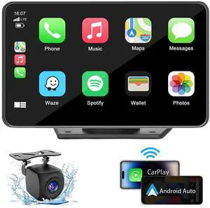 _Mega Brand 7" HD Portable Carplay Wireless Touch Screen Double Din Car Stereo Compatible Apple Carplay and Android Auto with GPS Navigation, Voice Control, Mirror Link, Bluetooth