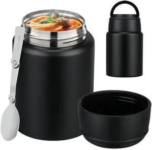 _Mega Brand Soup Thermo for Hot Food Kids 16oz Insulated Food Jar Leakproof Thermo Lunch Container for Kids Wide-Mouth Stainless Steel Lunch Box for School with Handle Folding Spoon(3+)