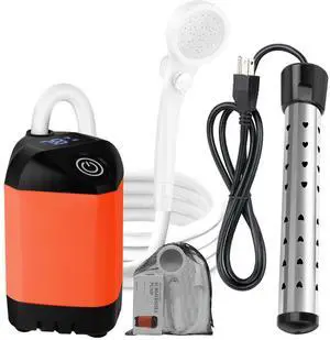 _Mega Brand Portable Camping Shower with 2000W Heater, Long-Lasting 7800mAh Rechargeable Camping Shower with Digital Power,3 Spray Modes,IPX7 Waterproof Outdoor Camp Pump for Hiking, Travel, Car, Pet