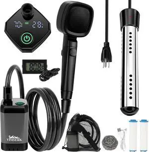 _Mega BrandPortable Camping Shower with 6000mAh Battery & 2000W Heater  Rechargeable Camp Shower Pump, LED Screen, Filtered Shower Head, Portable Shower for Camping, Hiking, Travel & Outdoor Cleaning