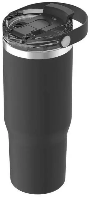 _Mega Brand Vacuum Insulated Tumbler with Lid & Top Carry Handle  Stainless Steel Coffee Thermos, Travel Mug, Fits Cup Holders, Sweatproof, for Hot or Cold Drinks, Insulated Mug for Adults, Black