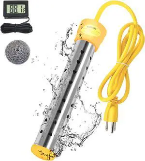 _Mega Brand Immersion Water Heater,with 304 Stainless Steel Cover Intelligent Temperature Control and UL Certification Portable Bucket Heater Heat 5 Gallons of Water in Minutes