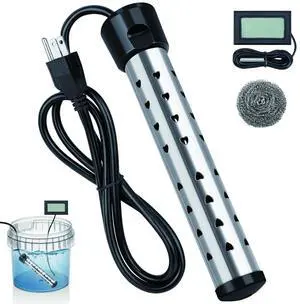 _Mega Brand Immersion Water Heater 2000W Portable Bucket Heater Stainless Steel Guard Anti-scalding Pool Heater for bathtubs,Camping,Portable Water heate Heat 5 Gallons of Water in Minutes