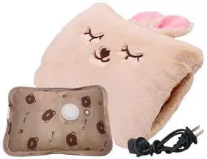 _Mega Brand Cute Hot Water Bottle with Soft CoverPortable Rechargeable Electric Hot Water Bag for Menstrual CrampsHot Compress Heating Pad,Plush Bunny Hand WarmerSpring Expressive Gift