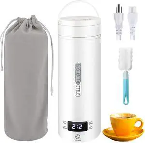 _Mega Brand Travel Electric Kettle Portable Smart Hot Water Boiler Tea Coffee Heater 450ML, 316 Stainless Steel, 4 Temperature Control LCD Display Fast Boiling Water Auto Shut-Off Boil Dry Protection