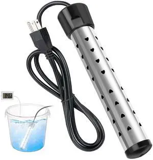 _Mega Brand 2000W Immersion Water Heater, Portable Electric Water Heater with 304 Stainless Steel, Fast Heating Bucket Heater with Built-in Thermometer, Ideal for Home, Camping, and Outdoor Use