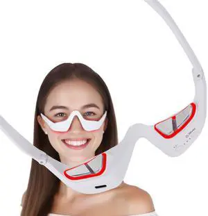 _Mega Brand 3D Wrap-Around Under-Eye Red Light Therapy Glasses, Adjustable Microcurrent Eye Massager for Dark Circles, Puffiness & Wrinkles, Rechargeable Under Eyes Treatment for Women Eye Bags