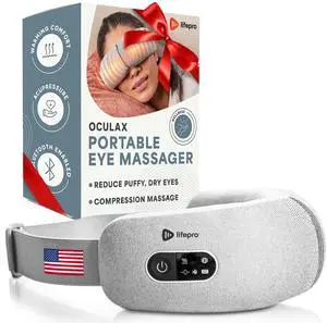 _Mega Brand Portable Eye Massager with Heat and Vibration-4 Soothing Modes for Compression Massage to Help Reduce Puffy and Dry Eyes-Rechargeable Heated Migraine Mask with Bluetooth Music