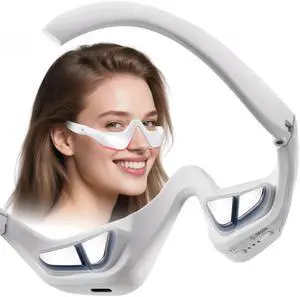 _Mega Brand Under-Eye Red Light Therapy Device,Eye Therapy Glasses-Microcurrent Eye Massager Red Light Eye Mask for Eye Bags Dark Circles Puffiness Wrinkles Fine Lines,Relieving Eye Fatigue