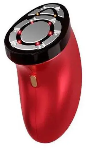 Red-Silver Beauty Device 134g,6-in-1 Facial EMS Lifting & RF Firming Tool, Constant Hot Compress 42 °C, Ultrasonic Import/Export, 3 Intensity Levels, Rechargeable Anti-Aging Wand, Home Spa & Travel,