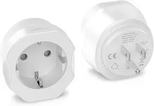 _Mega Brand 1 Pack European to US Plug Adapter, EU to US Adapter, Europe to USA Travel Converter for Most of EU Spain France Type C E F Plugs to America