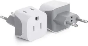 _Mega Brand  Plug Adapter, 2 Pack - US to EU Travel Adapter, Converter Plug for Europe