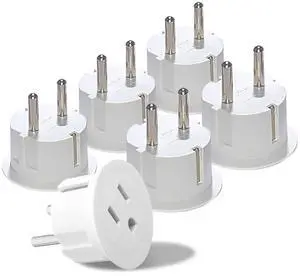 _Mega Brand American USA To European Plug Adapter  Type E/F Schuko Plug Adapter - Use in Germany, France, & More - CE Certified  For Mobile, Laptop & Camera Chargers - 6 Pack