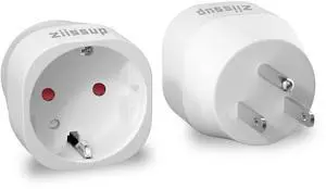 _Mega Brand European to USA Plug Adapter, EU to US Plug Adapter, Europe to USA Travel Converter for Most of Europe EU Spain France Type C/E/F Plugs to US Power Adapter, 1-Pack. White