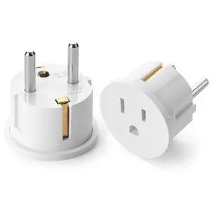_Mega Brand European Travel Plug Adapter, 2 Pack, Type E/F, European Plug Adapter, US to Europe Plug Adapter, Adapter for Europe Plug, US to EU Plug Adapter, Travel Adapter Europe, Plug Adapter Europe