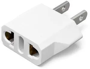 _Mega Brand Small European to American Outlet Plug Adapter, EU to US Adapter, Universal Input Europe/Asia to USA/Canada Travel Power Plug Adapter, 1-Pack, White
