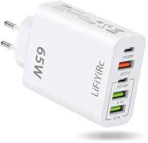 _Mega Brand European Travel Plug Adapter, Type C Charger Block PD 20W QC3.0 Fast Charging, 2 USB C 3 USB A Power Adaptor to Europe Compatible with iPhone 16 15 14 13 12 11 Pro Max XS XR X Plus, Galaxy