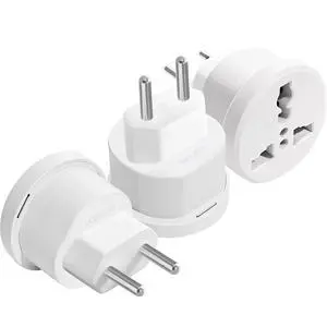 _Mega Brand European Travel Plug Adapter, Type C International Power Adaptor to Italy Spain France Portugal Iceland Germany, Europe Vocation Essentials 3-Packs